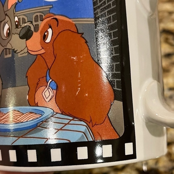 Vintage 1988 Disney Lady & The Tramp Coffee Tea Mug Ceramic Applause Korea - Picture 9 of 10
